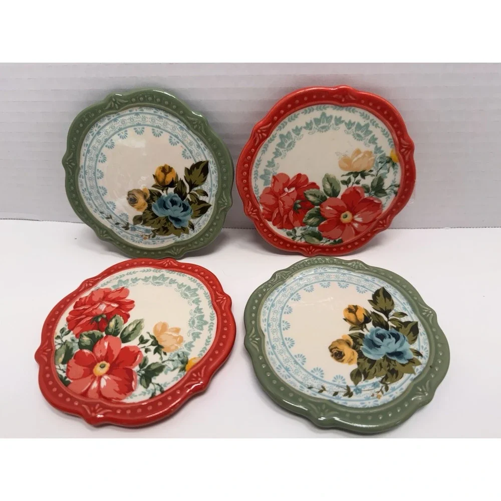 The Pioneer Woman 4 pc. Set Stoneware Coaster Set Vintage Floral